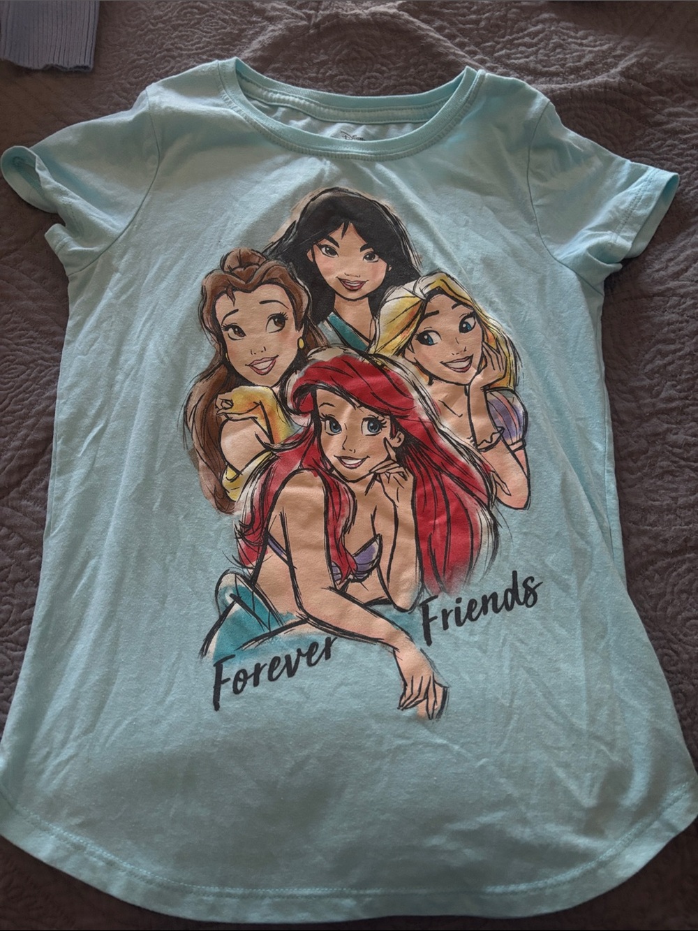 Disney Light Blue Women's Princess Graphic Tee with Red Accent